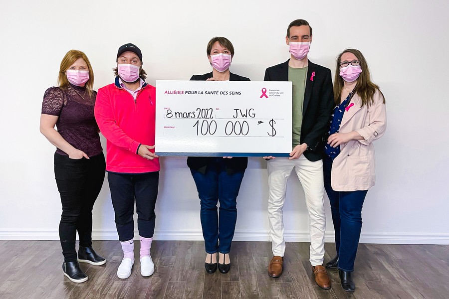 JWG remet 100 000 $ à la Fondation cancer du sein du Québec